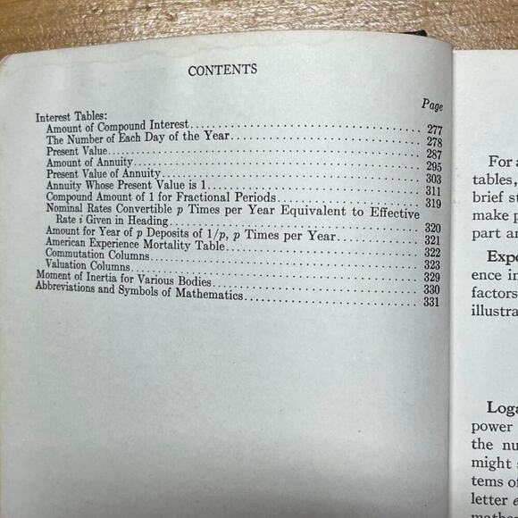 1941 Mathematical Tables from Handbook of Chemistry & Physics. Hodgman. - Picture 9 of 9